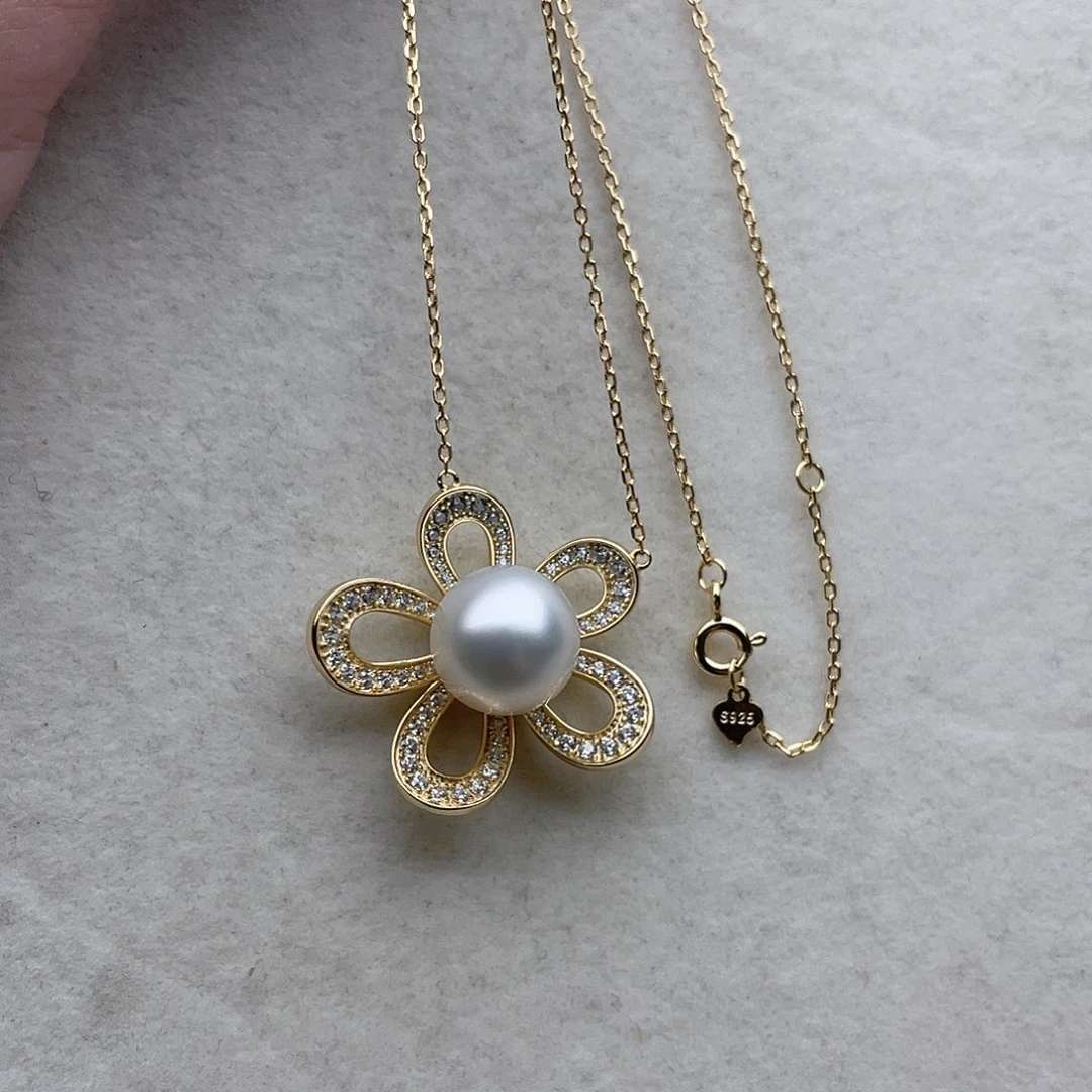 套链108银S925镶嵌海水珍珠