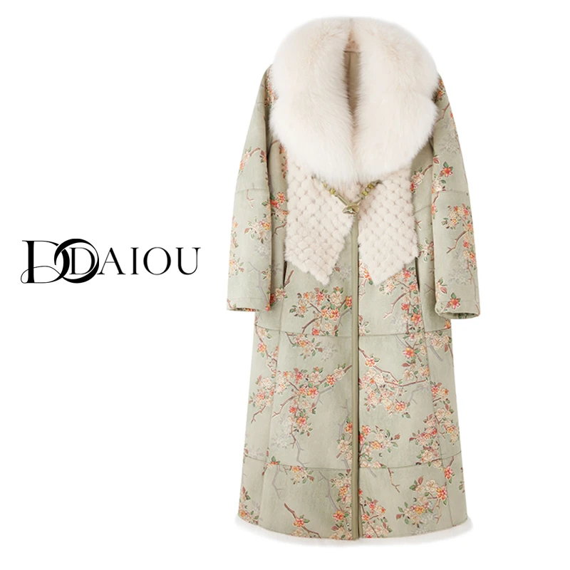 【DaiOu专属】2025新款百搭设计师拼纯色女士皮毛一体外套  2386