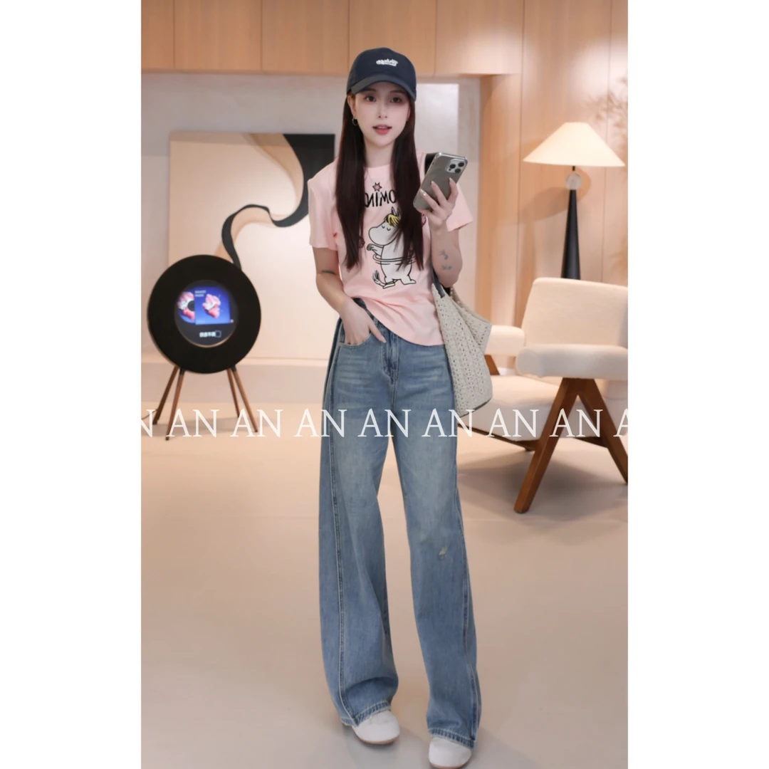 C04129夏季新款少女风减龄显瘦粉色小马字母短袖小版T恤