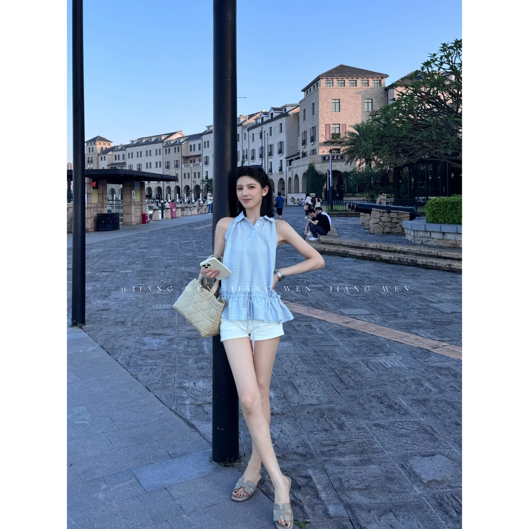 【萃白短裤】高腰显瘦百搭设计感白色牛仔短裤