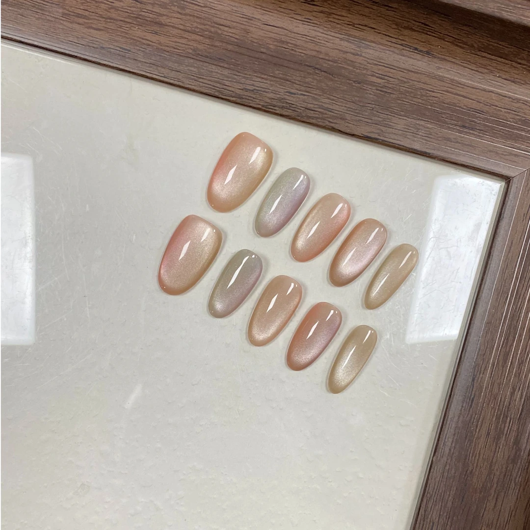 【彩虹糖】-纯手工穿戴甲温柔高级显白纯欲简约风美甲贴可拆卸