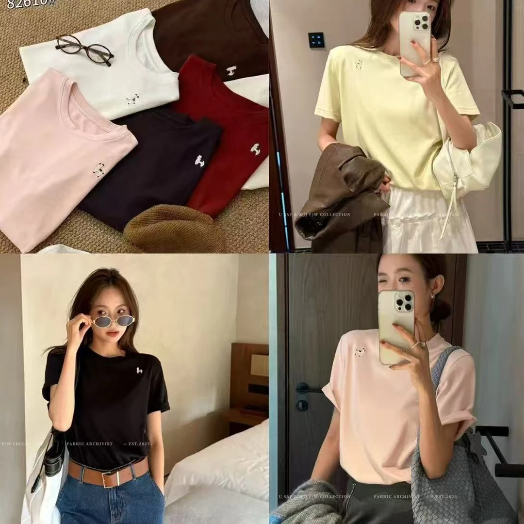 磨毛刺绣圆领T 2610