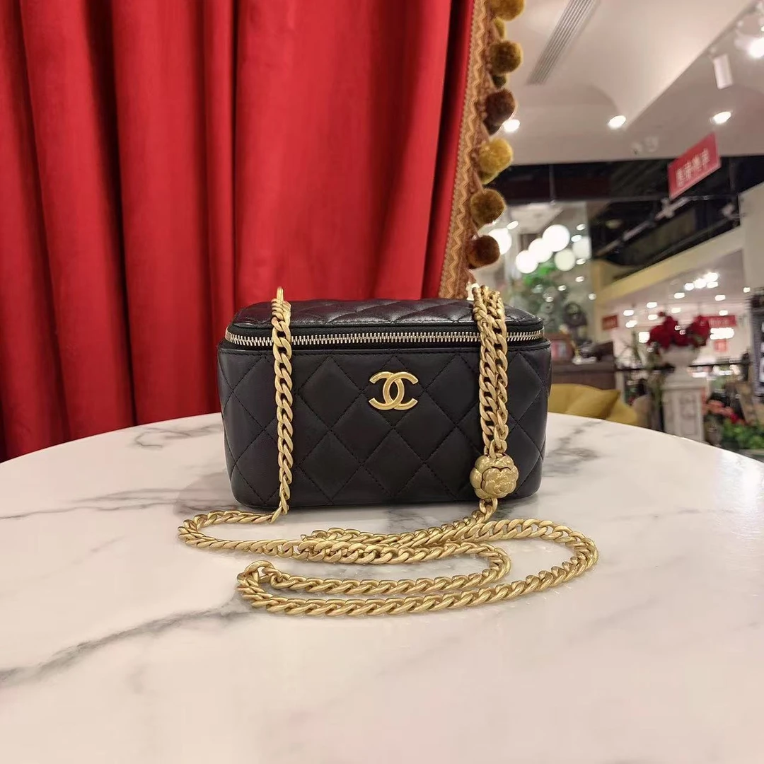 95新 Chanel/香奈儿 山茶花金球长盒子黑金芯片款/24555153