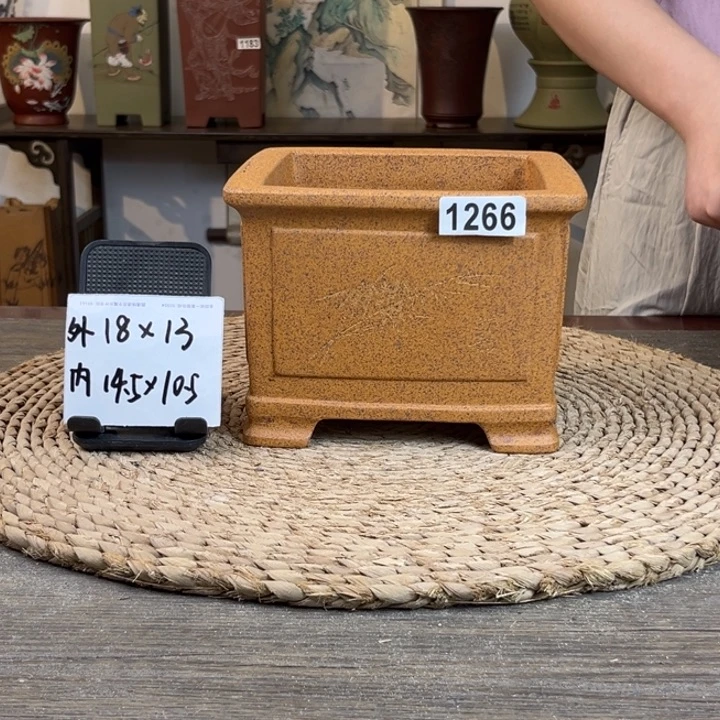 紫砂花盆  放漏新品柴烧奎面刻绘一颗印1266