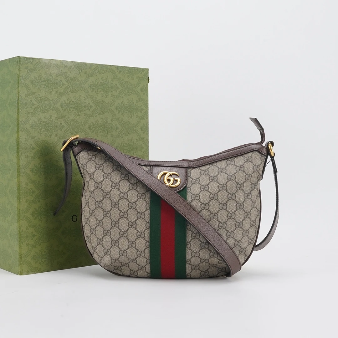 95新 GUCCI/古驰 ophidia半月包小号/BG22011363【白菜】