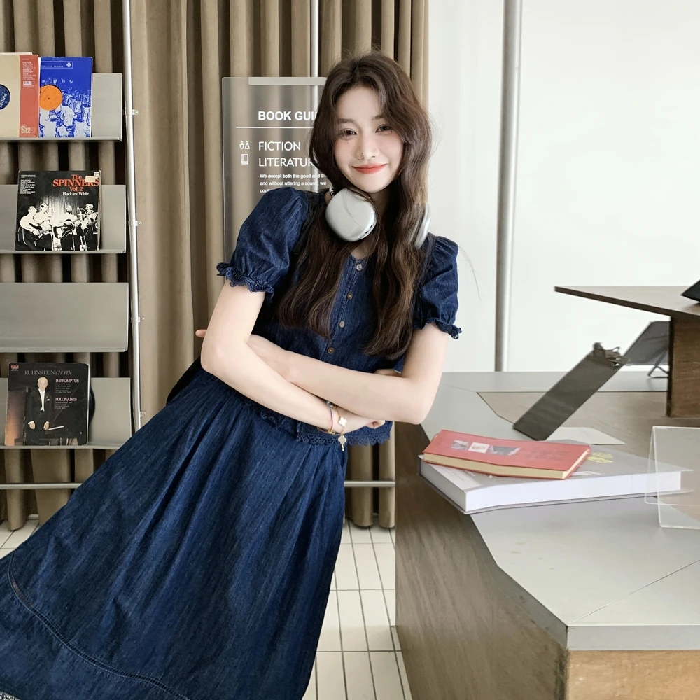 法式泡泡袖衬衣半身裙套装女夏2025新款甜美减龄时尚超好看两件套
