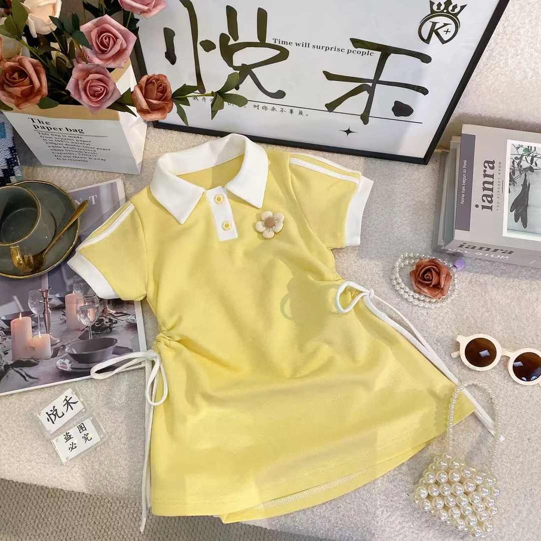 SH女童夏季新款时尚运动套装高级感休闲上衣女宝短裤套装8584