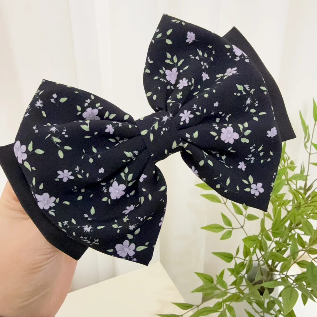 黑色碎花精致优雅手工玫瑰发夹