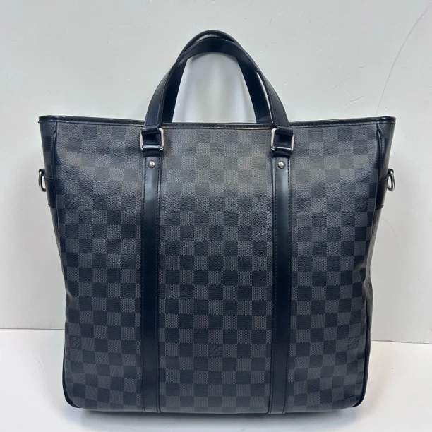 99新 LouisVuitton/路易威登 黑棋盘格大号手提托特包1538