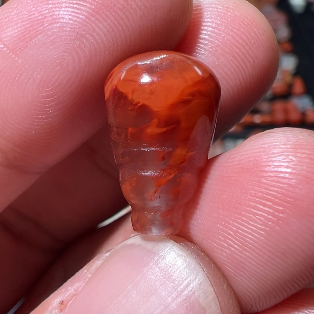 南红玛瑙川料未镶嵌火焰纹三通