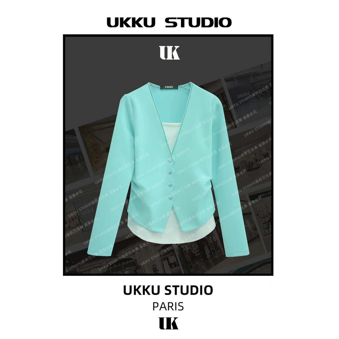 LILI【UKKUSTUDIO】新春时尚网红拼接假两件百搭重磅加厚卫衣613391