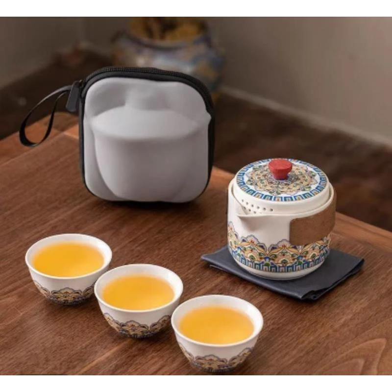 A0103-珐琅万象花【白】一壶三杯19