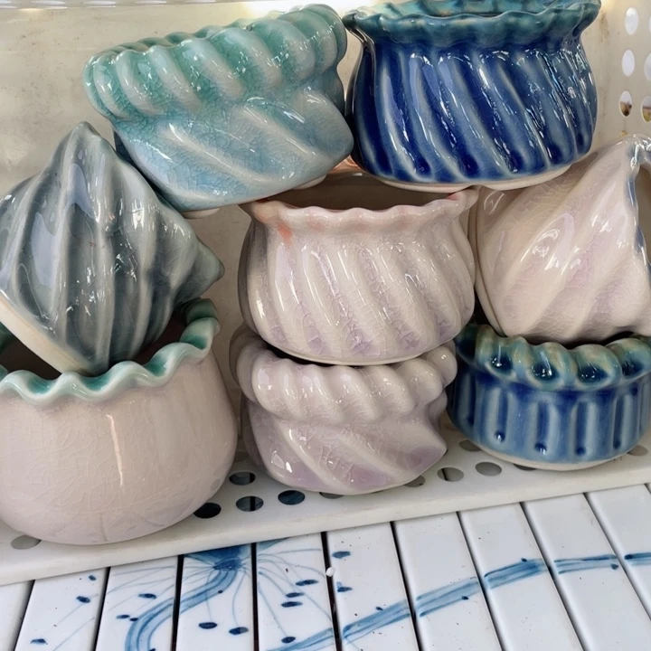 陶瓷随机组合8件半手工花盆默认微瑕
