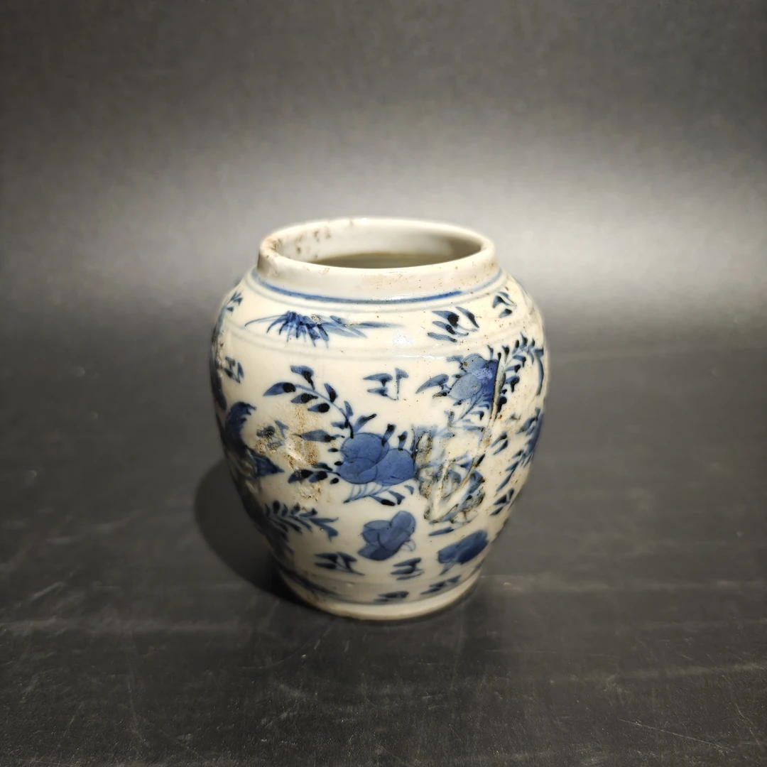 C-A0910126 清早期 青花花卉纹赏瓶   口径5.5 高度9.5