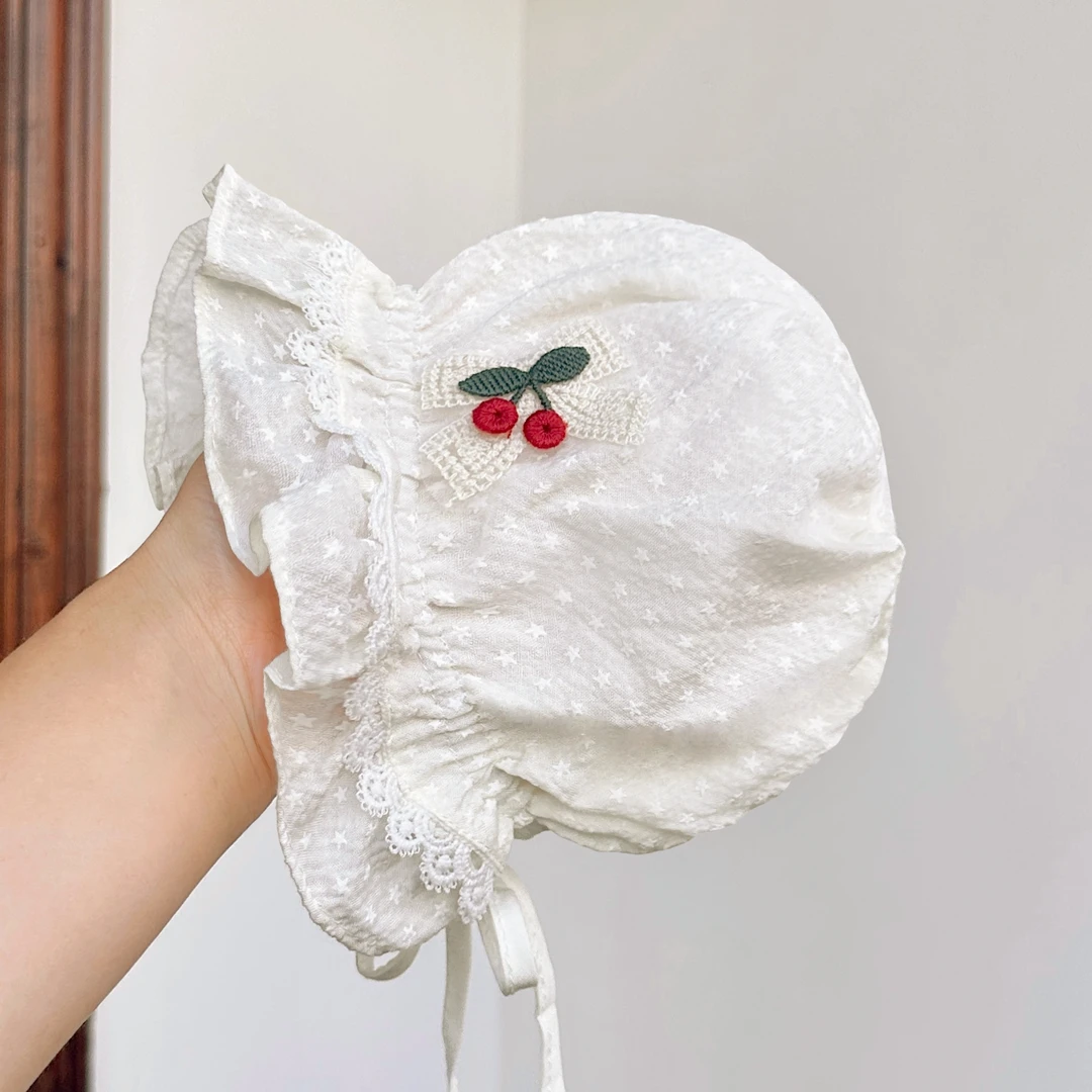 新生婴儿帽子女宝宝春秋薄款公主帽初生婴幼儿宫廷帽小月龄胎帽夏