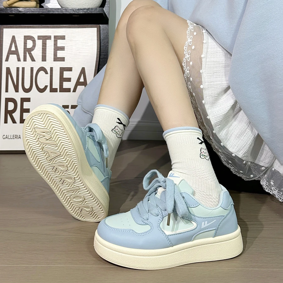 回力蓝色小白鞋女2025新款简约百搭休闲鞋厚底配裙子穿的韩版板鞋