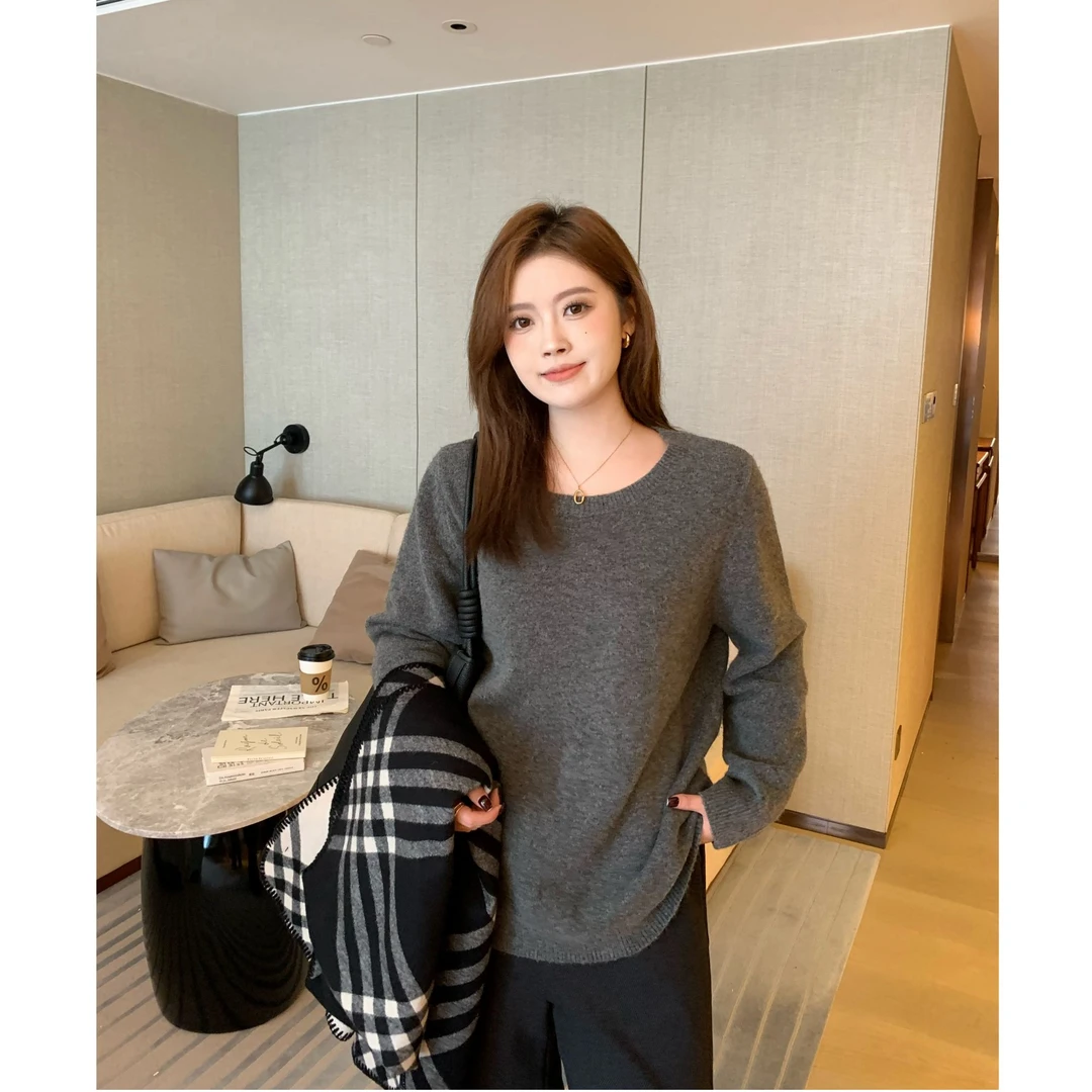 现货大婉酱微胖定制 韩系软糯2024秋冬季毛衣内搭慵懒风上衣5882D