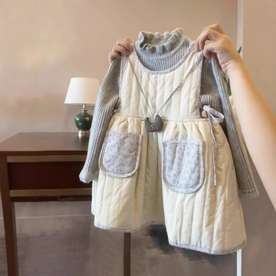 橘止皮【小苍兰】女童背心裙冬季加绒棉衣儿童连衣裙QQ241256