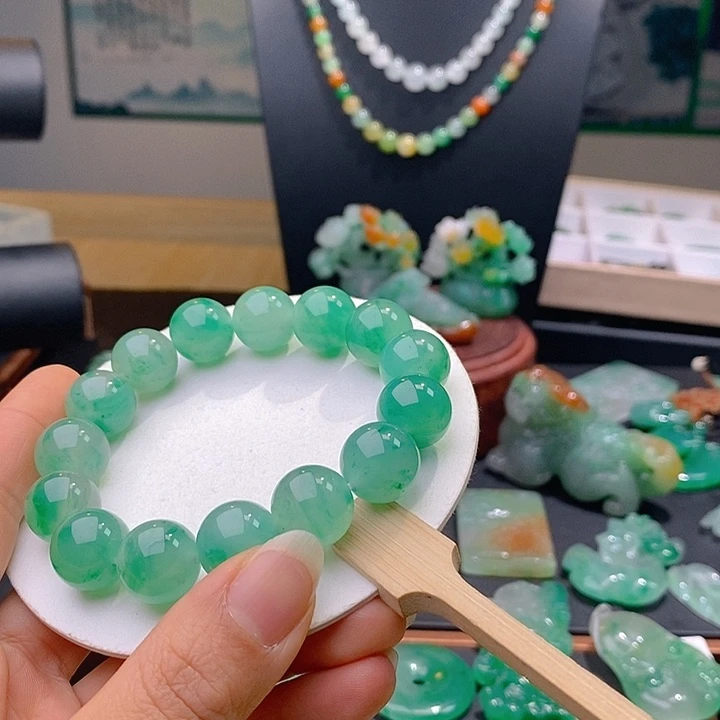 石英质玉14.5手串未镶嵌丽*