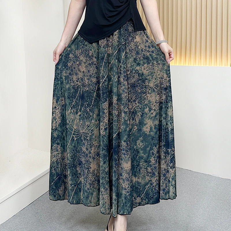 妈妈装半身裙女中老年夏季新款时尚休闲宽松大码A字裙跳舞裙子