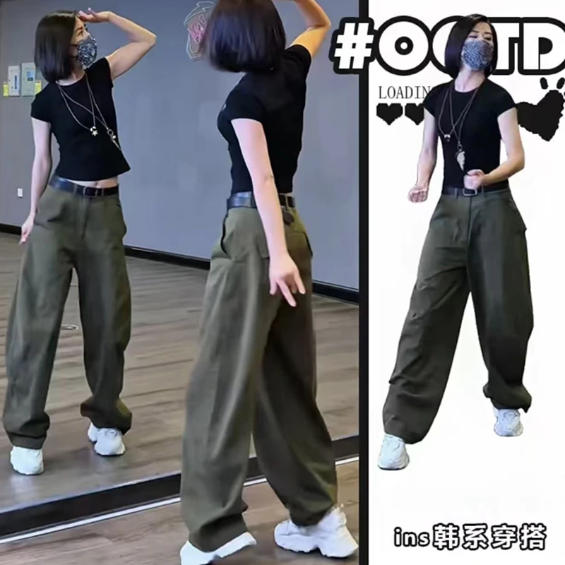 2025秋冬爆款大码女装宽松弯刀休闲工装裤梨形身材高腰阔腿拖地裤