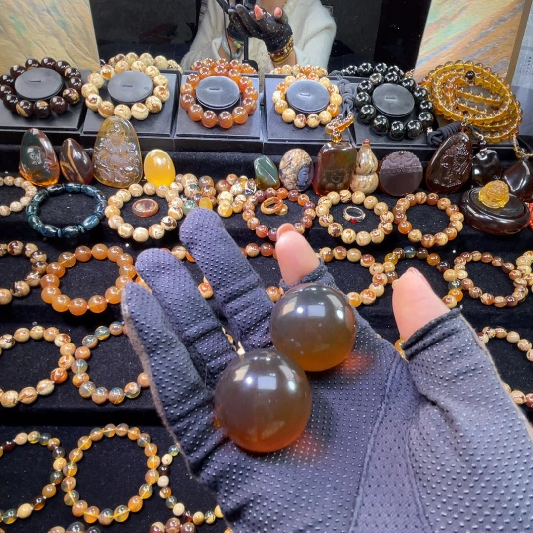 琥珀未镶嵌手串手球