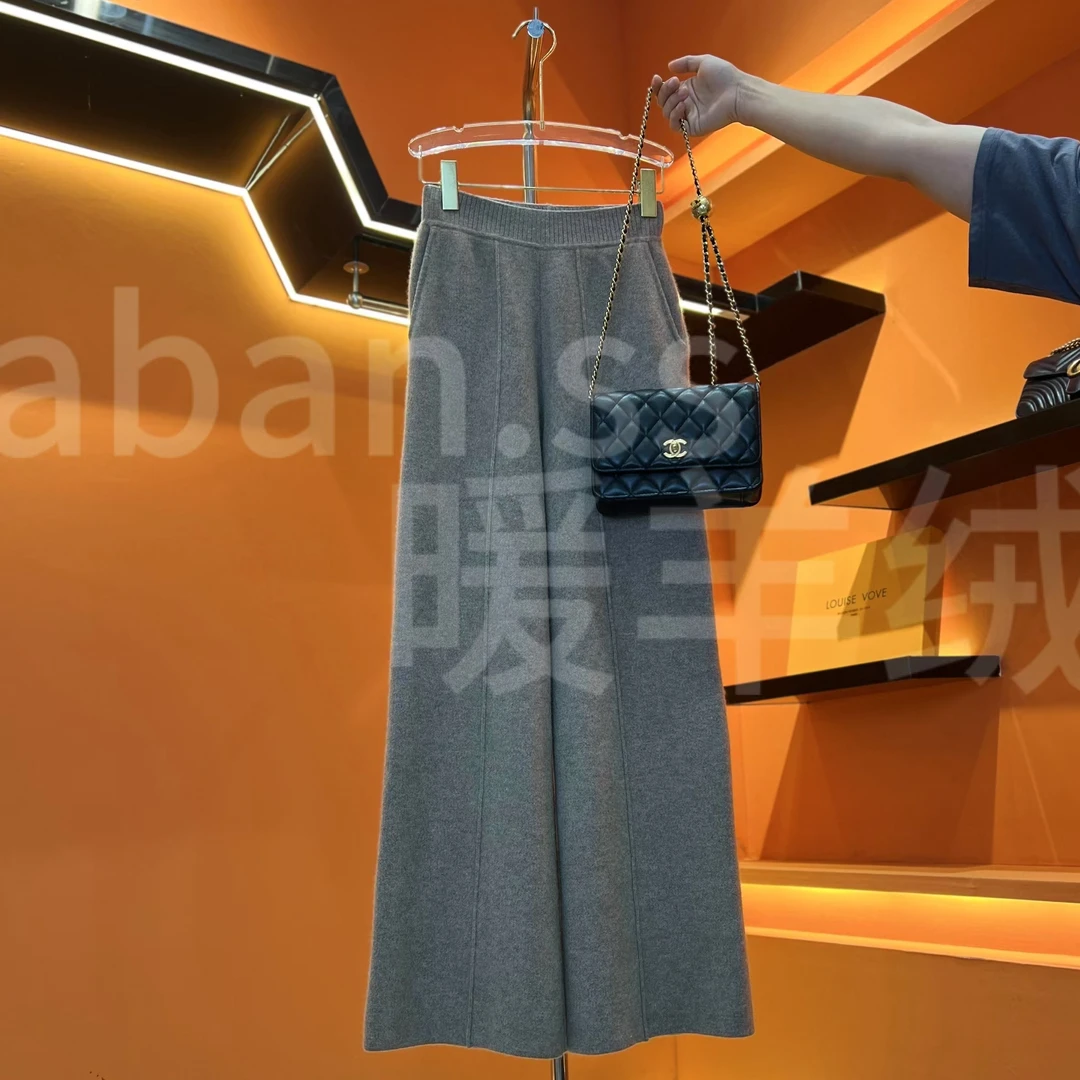 新款二fl宠粉长裤 谦诚气质网红针织时尚休闲打底羊绒秋冬