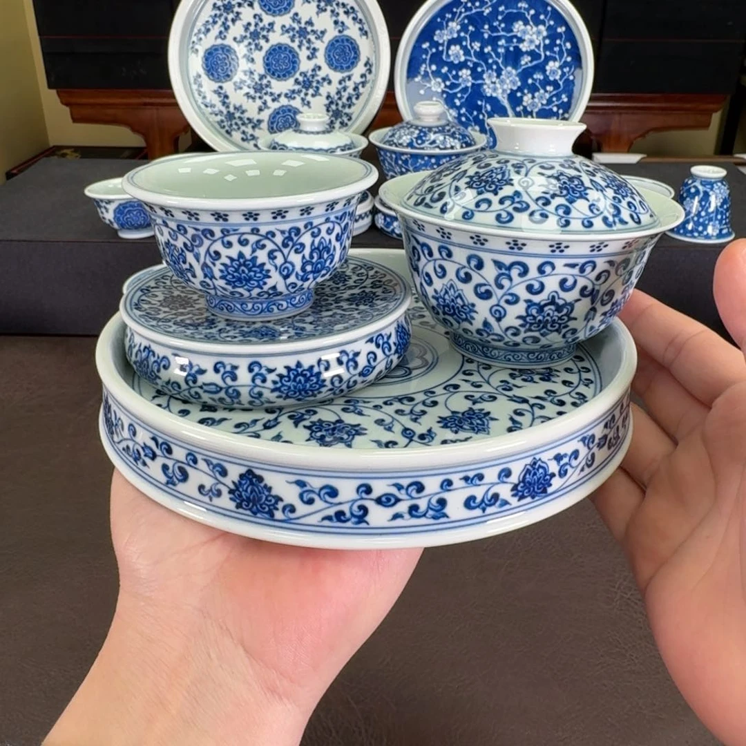 瓷片缠枝莲四件套羿器窑