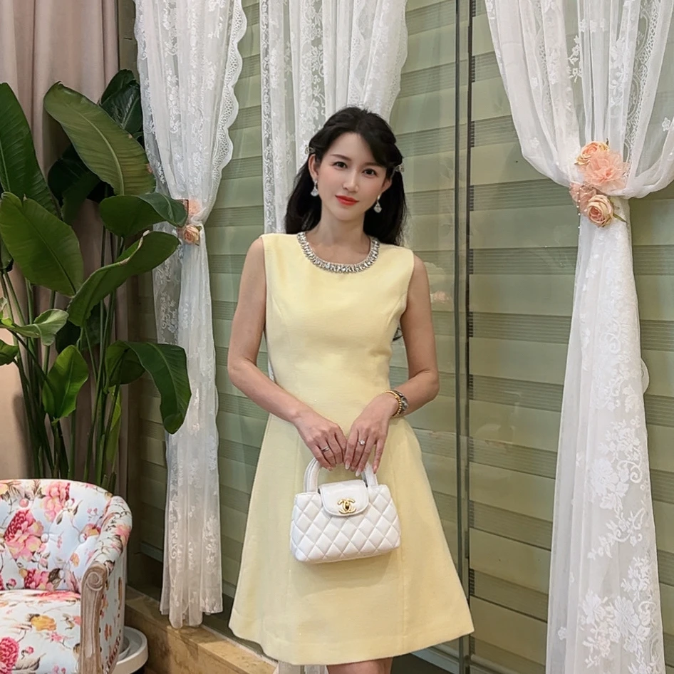 【日光涟漪】AN016 安妮老板 名媛气质显白有口袋无袖连衣裙