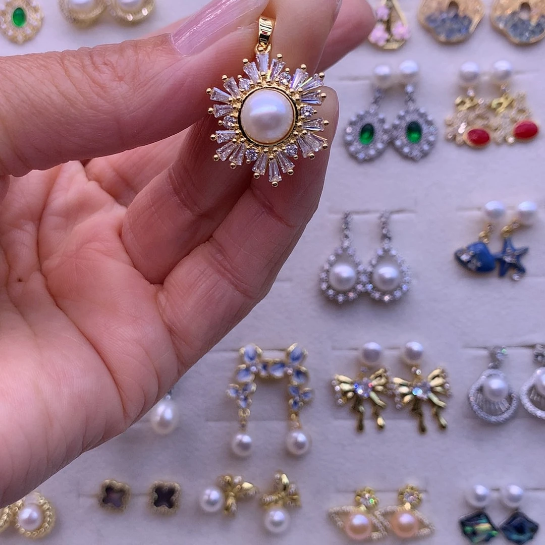 淡水珍珠耳饰合金