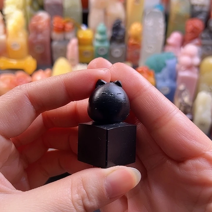 寿山石印石手工定制2.1厘米，猫咪，包刻字