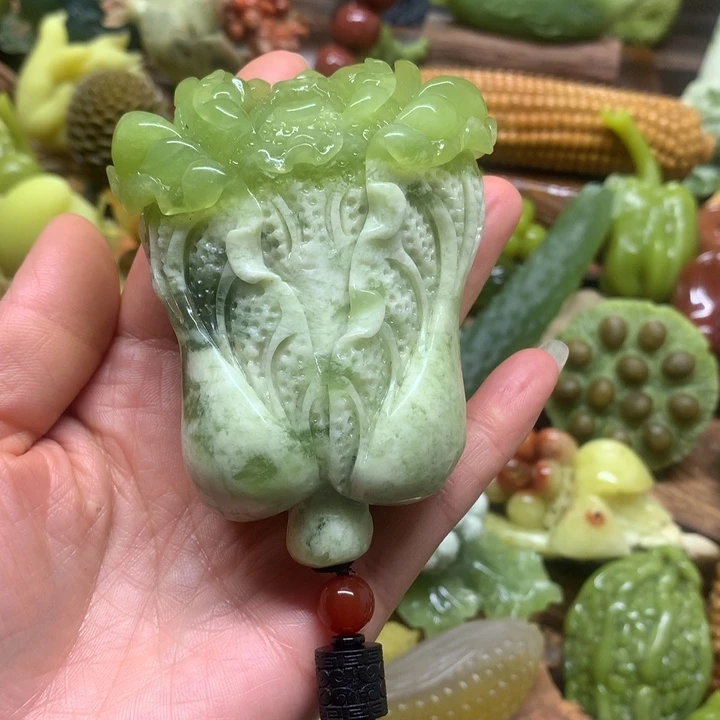 蛇纹石玉手把未镶嵌阿*猫