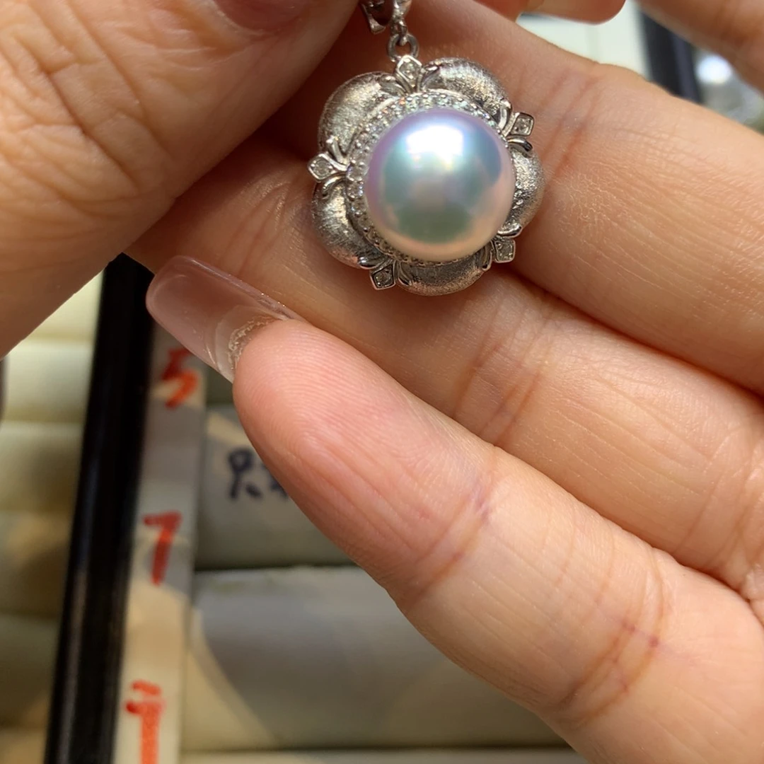 颈饰银S925镶嵌海水珍珠