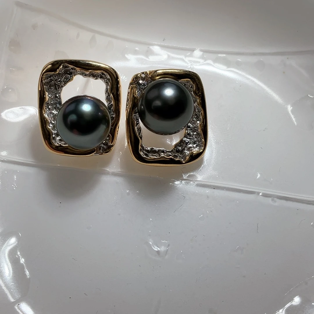 海水珍珠耳饰银S925镶嵌e**i