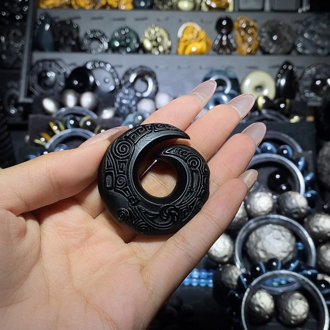 付***倾未镶嵌黑曜岩手链