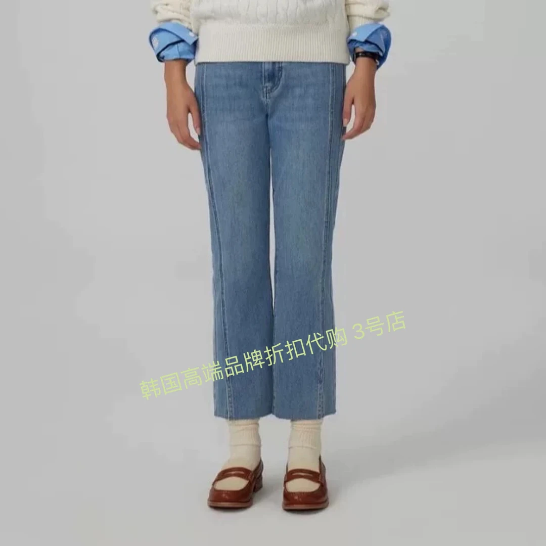 直筒牛仔裤小熊正品牛仔裤2025年春季新款简约直筒牛仔裤女