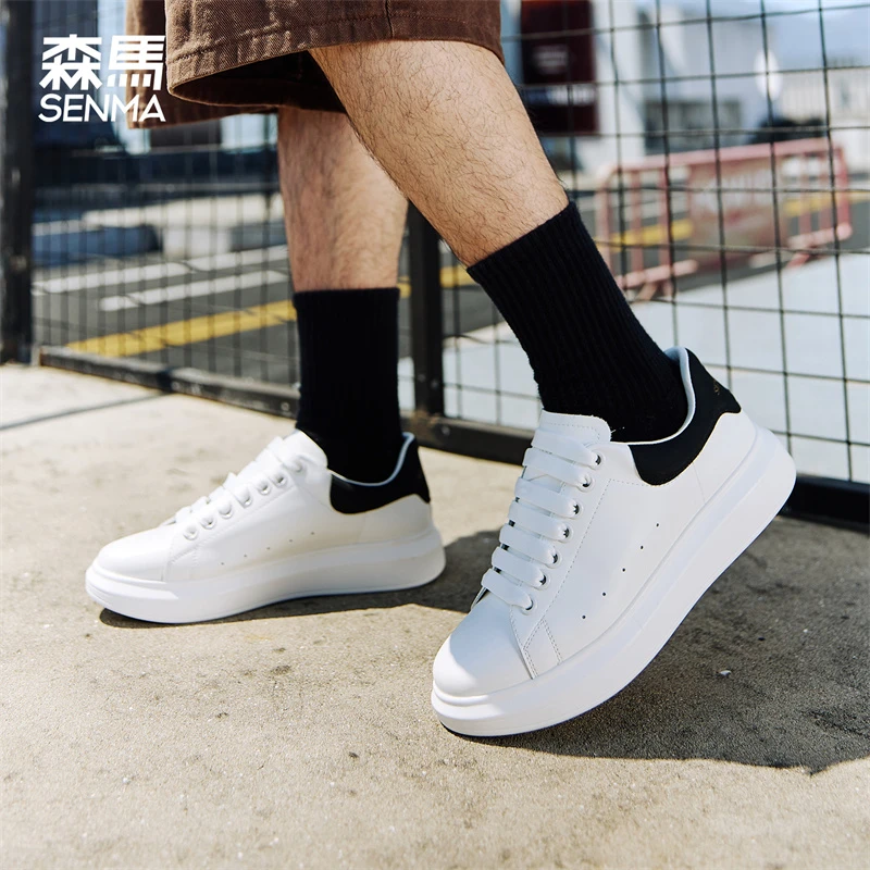 森马男鞋小白鞋男2025新款夏季透气厚底增高白色低帮运动休闲板鞋