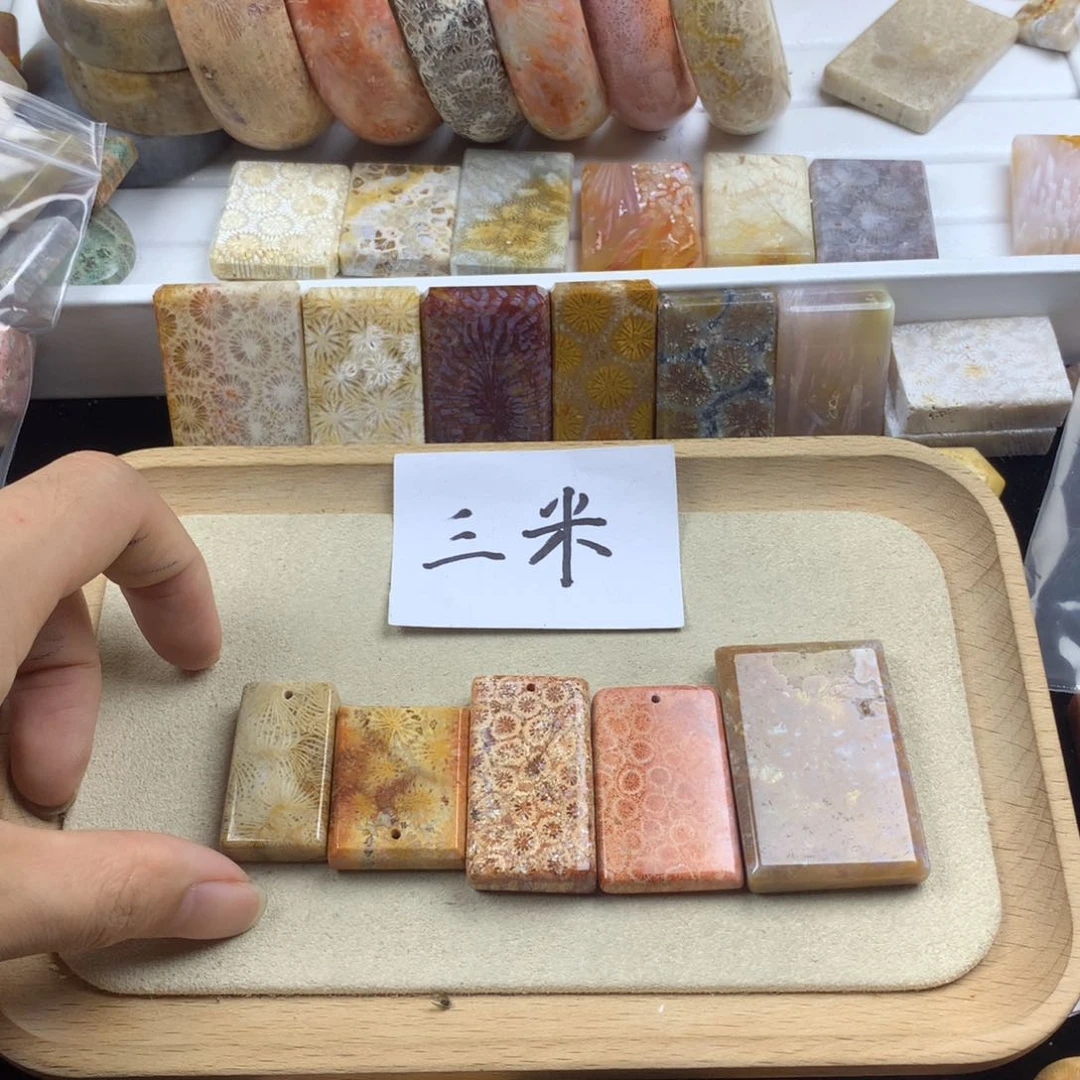 西***掰硅化珊瑚（珊瑚玉）未镶嵌笔搁