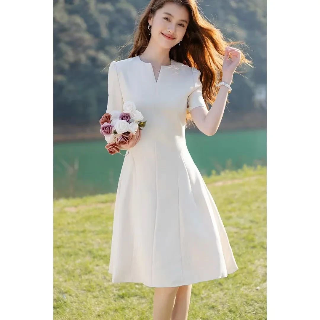 【齐小齐】夏季新款名媛连衣裙赫本风小黑裙子高端轻礼服【短款】8681