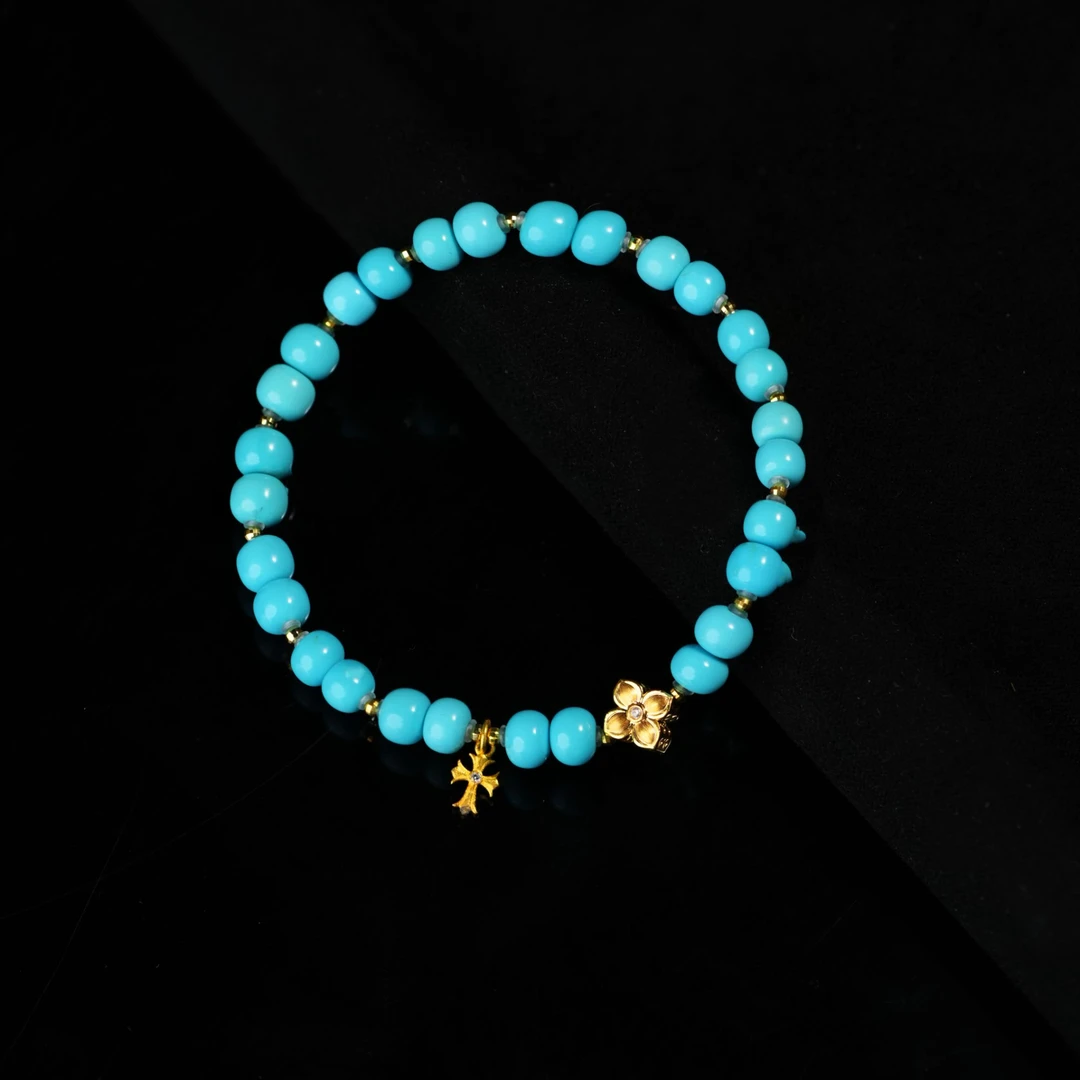 【禾风里】花奢珠宝 绿松老型珠18K金手串（多样性发货）