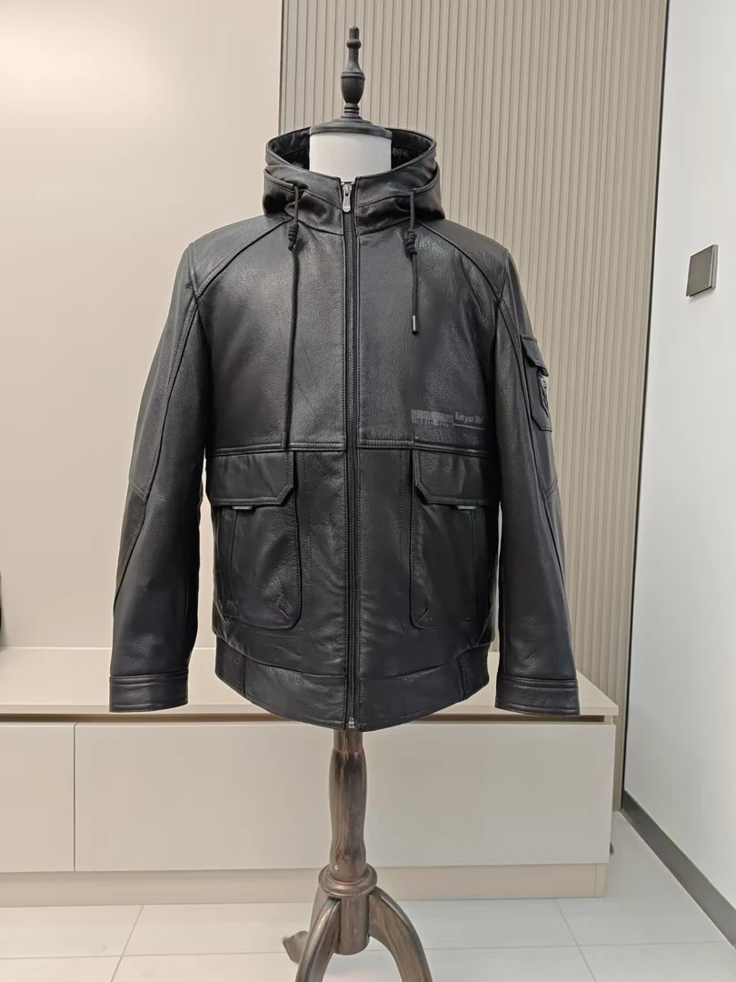 3156加绒加厚男士山羊皮外套