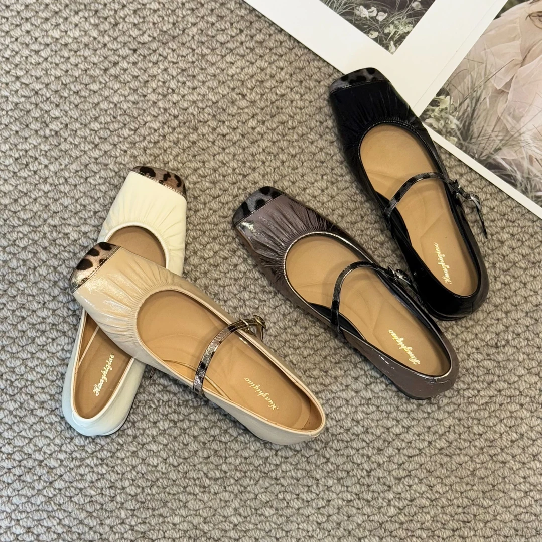 2025艾慕春季新款3CM方头舒适时尚百搭春夏秋三季软底休闲女单鞋