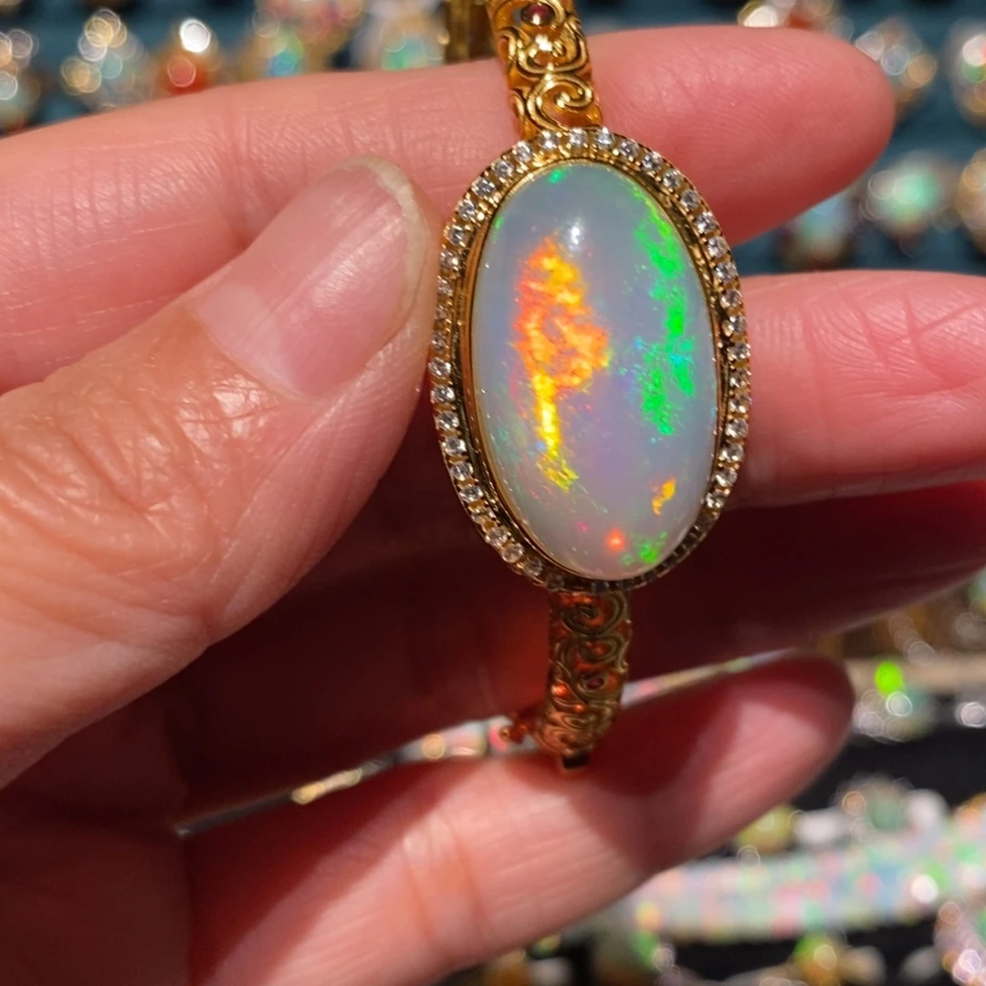 欧泊银S925镶嵌手镯