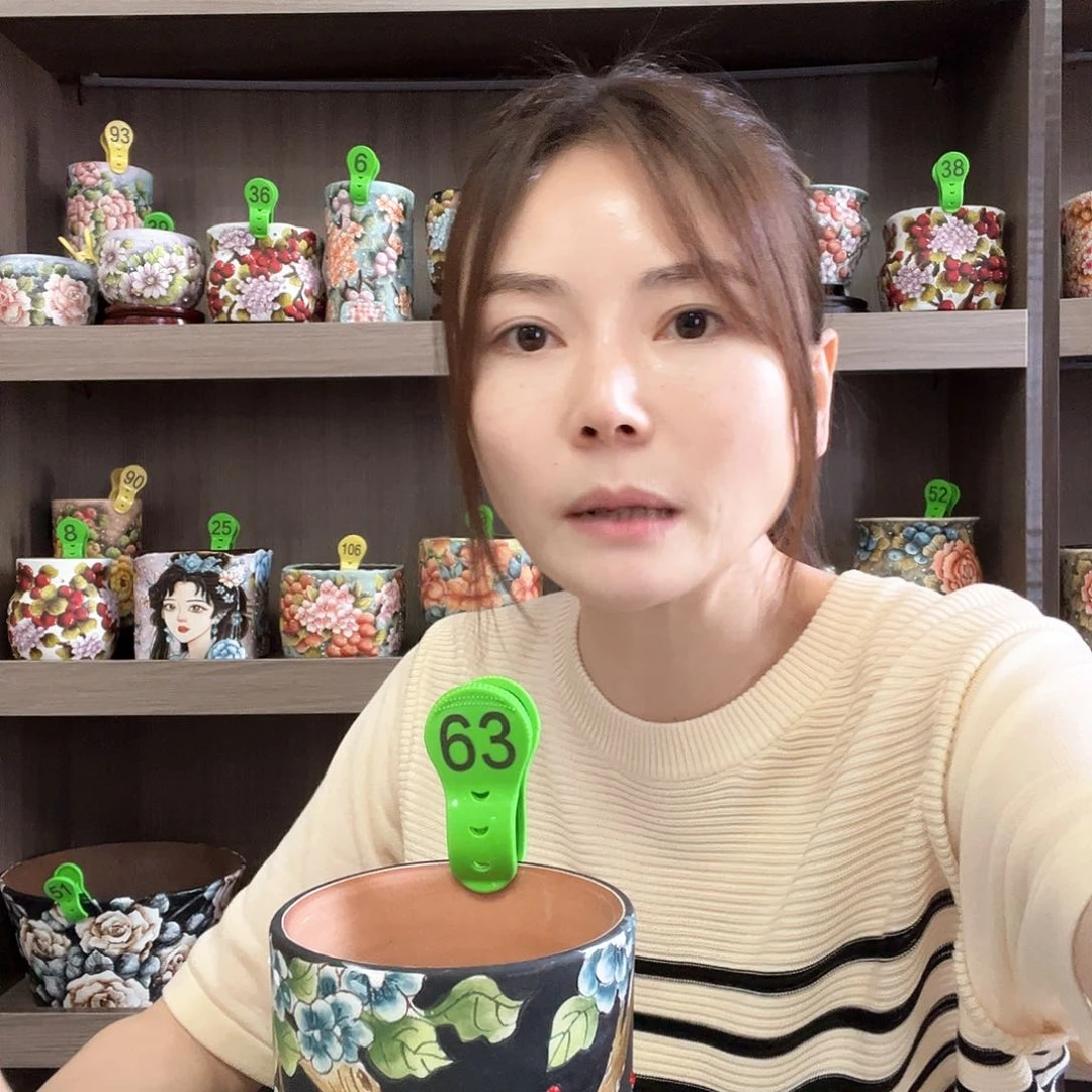 花物手绘陶瓷花盆口9高10.6