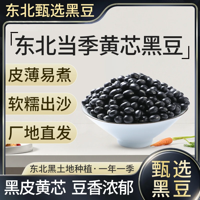 精选东北黑豆打豆浆专用黄芯黑小豆打豆浆醋泡生豆芽
