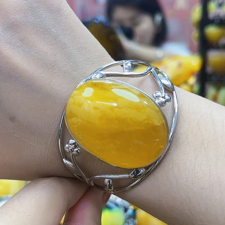 银S925镶嵌颈饰蜜蜡手镯
