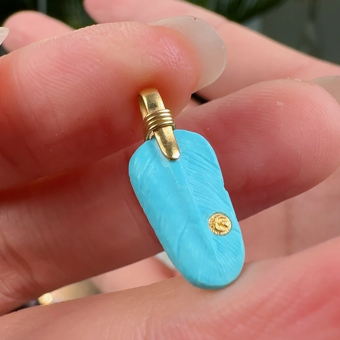 绿松石珠宝奇石18K金镶嵌