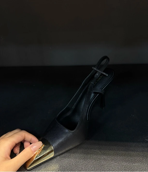 Y 气质高定金属小方头高跟鞋