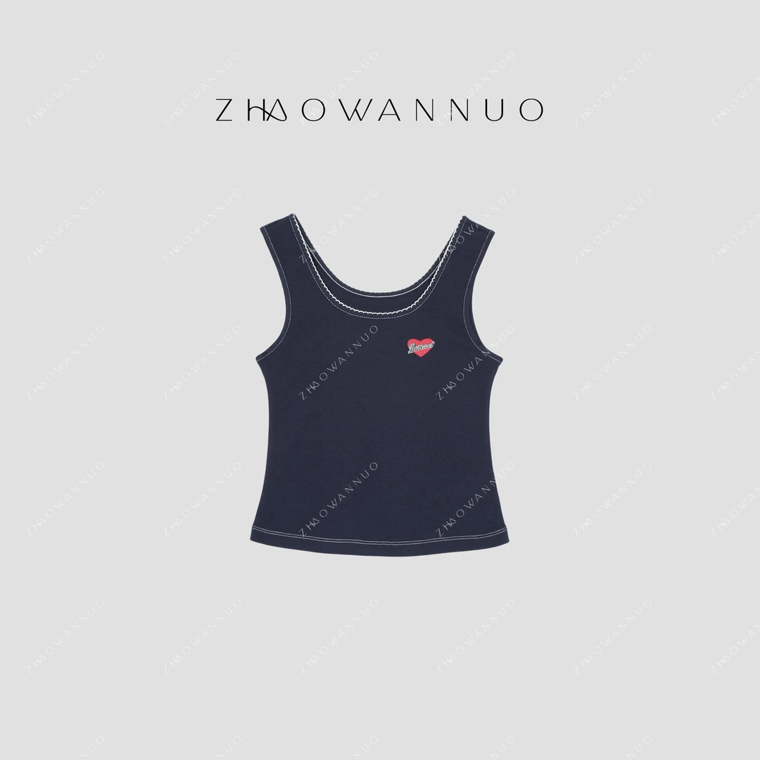 ZHAO WANNUO 丨B*N25新款爱心tee美式复古吊带背心NC0823