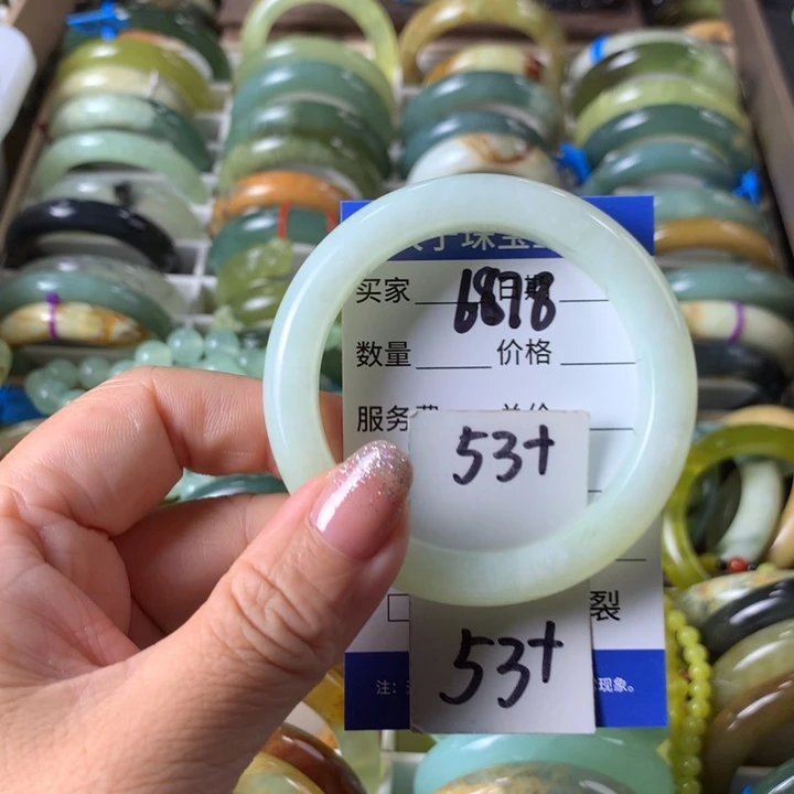 未镶嵌蛇纹石玉手镯6878